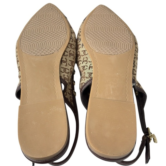 Juicy Couture Flat Slip On Shoe Pointed Toe Poetry Brown Monogram Logo JC Charm - Picture 8 of 12